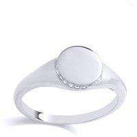Jewelco London Women's 925 Sterling Silver CZ Edge Set Halo Round Disc Signet Ring | Size: R