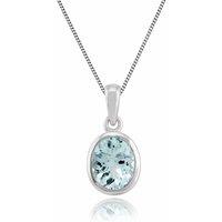 Gemondo Women's Classic Oval Aquamarine Pendant in 9ct White Gold in Blue | Size: 18 inches