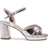 Paradox London Women's 'Navarra' Wide Fit Platform High Heel Sandals in Metallic Silver | Size: 8E