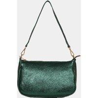 Sarta Women's Italian Leather Baguette Bag - Green, Metallic in Green