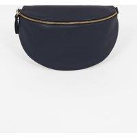 Sarta Women's Meadow - Italian Leather Half-Moon Crossbody Bag - Navy Blue, Pebbled in Blue