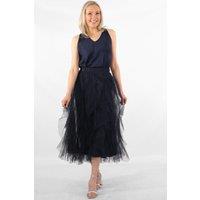 Sarta Women's Layla Maxi Tulle Skirt - Navy Blue, Layered Frills | Size: Small