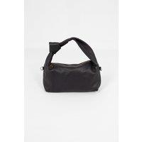 Sarta Women's Devon Italian Leather Knotted Shoulder Bag - Navy Blue