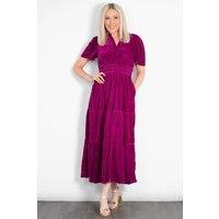 Sarta Women's Roxy Tiered Velvet Maxi Dress in Pink | Size: Small