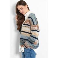 Sarta Women's Brodie Open Front Ombre Striped Cardigan in Blue | Size: Large