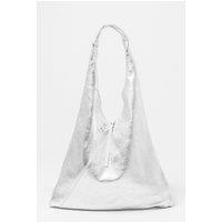 Sarta Women's Juno Metallic Italian Leather Shoulder Bag in Silver