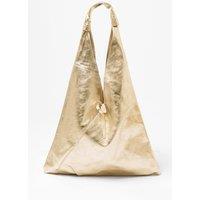 Sarta Women's Juno Metallic Italian Leather Shoulder Bag in Gold