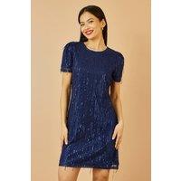 Yumi Women's Navy Dripping Sequin Tunic Dress | Size: 22