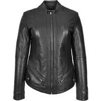 House of Leather Women's Black Leather Jacket Mandarin Collar Nibi 14 | Size: 20