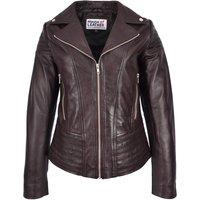 House of Leather Women's Women's Real Leather Biker Jacket Emily Brown 18 | Size: 20