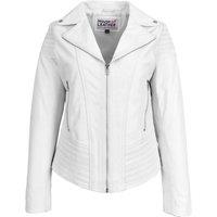 House of Leather Women's Women's Real Leather Biker Jacket Emily Brown 18 in White | Size: 14
