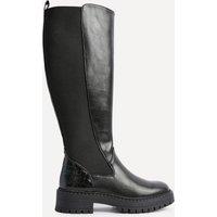 Linzi Women's Swift Black Faux Leather & Croc Knee High Boot | Size: 7-Standard Fit