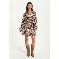 Liquorish Women's Zebra Print Ruffle Wrap Dress | Size: 8