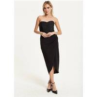 Liquorish Women's Strapless Black Midi Dress | Size: 12