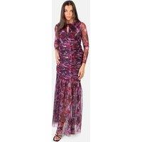 Anaya with Love Women's Floral Ruched Maxi Dress in Purple | Size: 10