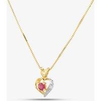 T.H.Baker Women's 9ct Yellow Gold Ruby & Diamond Heart Necklace LT13070C RUBY | Size: Standard