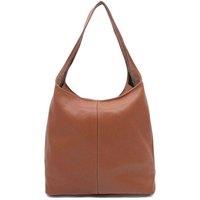 Pluspup Women's Slouch Genuine Italian Leather Shoulder Tote Bag in Brown