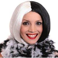 I Love Fancy Dress Women's Evil Dog Lady Black & White Bob Wig | Size: 24 Pack
