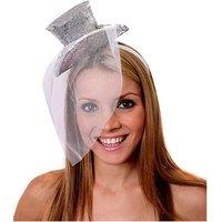 I Love Fancy Dress Women's Mini Silver Glitter Fascinator Top Hat | Size: 12 Pack