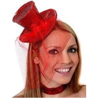 I Love Fancy Dress Women's Mini Red Glitter Fascinator Top Hat | Size: 24 Pack