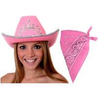 I Love Fancy Dress Women's Pink Cowgirl Hat & Paisley Bandana | Size: 24 Pack