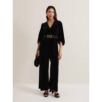 Phase Eight Women's Myleen Velvet Jumpsuit in Black | Size: 16