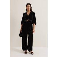 Phase Eight Women's Myleen Velvet Jumpsuit in Black | Size: 18
