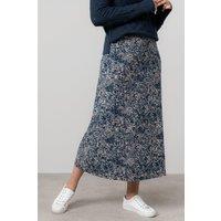 Lily & Me Women's Lauren Floral print Jersey Midi Skirt with Elasticated back waist in Mid Blue | Size: 10