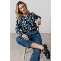 Lily & Me Women's Beech Long Sleeve Cotton Pincord Shirt with Curved Hem in Navy | Size: 10