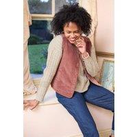 Lily & Me Women's Dusk Stretch Cotton Lined Jumbo Cord Gilet with Mock horn buttons in Dusty Pink | Size: 8