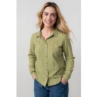Lily & Me Women's Patsy Long Sleeve Cotton Check Shirt with Classic collar & cuffs in Green | Size: 14