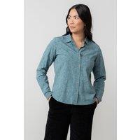 Lily & Me Women's Patsy Textured Jacquard Cotton Blend Long Sleeved Shirt in Mid Blue | Size: 8