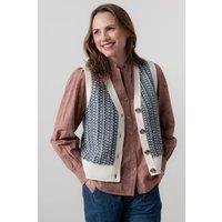 Lily & Me Women's Gywneth Sleeveless Boxy Fit Fair Isle Cardigan with Mock horn buttons in Ecru | Size: 18
