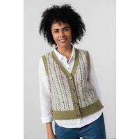 Lily & Me Women's Gywneth Sleeveless Boxy Fit Fair Isle Cardigan with Mock horn buttons in Green | Size: 12