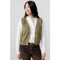 Lily & Me Women's Marly Sleeveless Pointelle Knit V-Neck Cardigan in Green | Size: 14