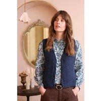 Lily & Me Women's Marly Sleeveless Pointelle Knit V-Neck Cardigan in Navy | Size: 12