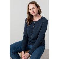 Lily & Me Women's Layla Scalloped Neck Blended yarn Pointelle Knit Cardigan in Navy | Size: 10