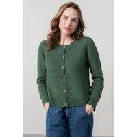 Lily & Me Women's Layla Scalloped Neck Blended yarn Pointelle Knit Cardigan in Dark Green | Size: 8