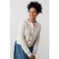 Lily & Me Women's June Boxy Fit Cotton Rich Ribbed Knit Cardigan in Ecru | Size: 18