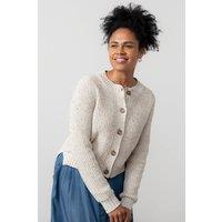 Lily & Me Women's June Boxy Fit Cotton Rich Ribbed Knit Cardigan in Ecru | Size: 20