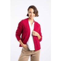 Weird Fish Women's Rhona Super Soft Cable Knit Cardigan in Red | Size: 18