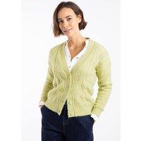 Weird Fish Women's Rhona Super Soft Cable Knit Cardigan in Light Green | Size: 10