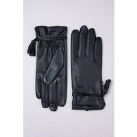 Lakeland Leather Women's 'Tarraby Tassel' Leather Gloves in Black | Size: Medium