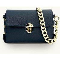 Apatchy London Women's The Bloxsome Leather Crossbody Bag With Gold Chain Strap in Navy