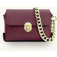Apatchy London Women's The Bloxsome Leather Crossbody Bag With Gold Chain Strap in Plum
