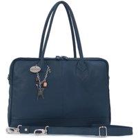 Catwalk Collection Handbags Women's Grosvenor Large Leather Work Bag With Detachable Crossbody Strap in Blue