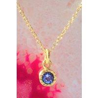 Otis Jaxon London Women's Tanzanite Sterling Silver December Birthstone Pendant Necklace in Gold