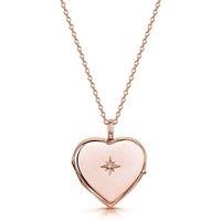 LOVELOX Lockets Women's Diamond Set Personalised Heart Locket in Rose Gold