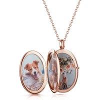 LOVELOX Lockets Women's 4 Photo Personalised Oval Locket in Rose Gold
