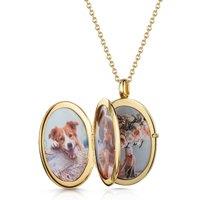 LOVELOX Lockets Women's 4 Photo Personalised Oval Locket in Gold